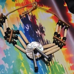 Artisan Black and Cream Shell Necklace